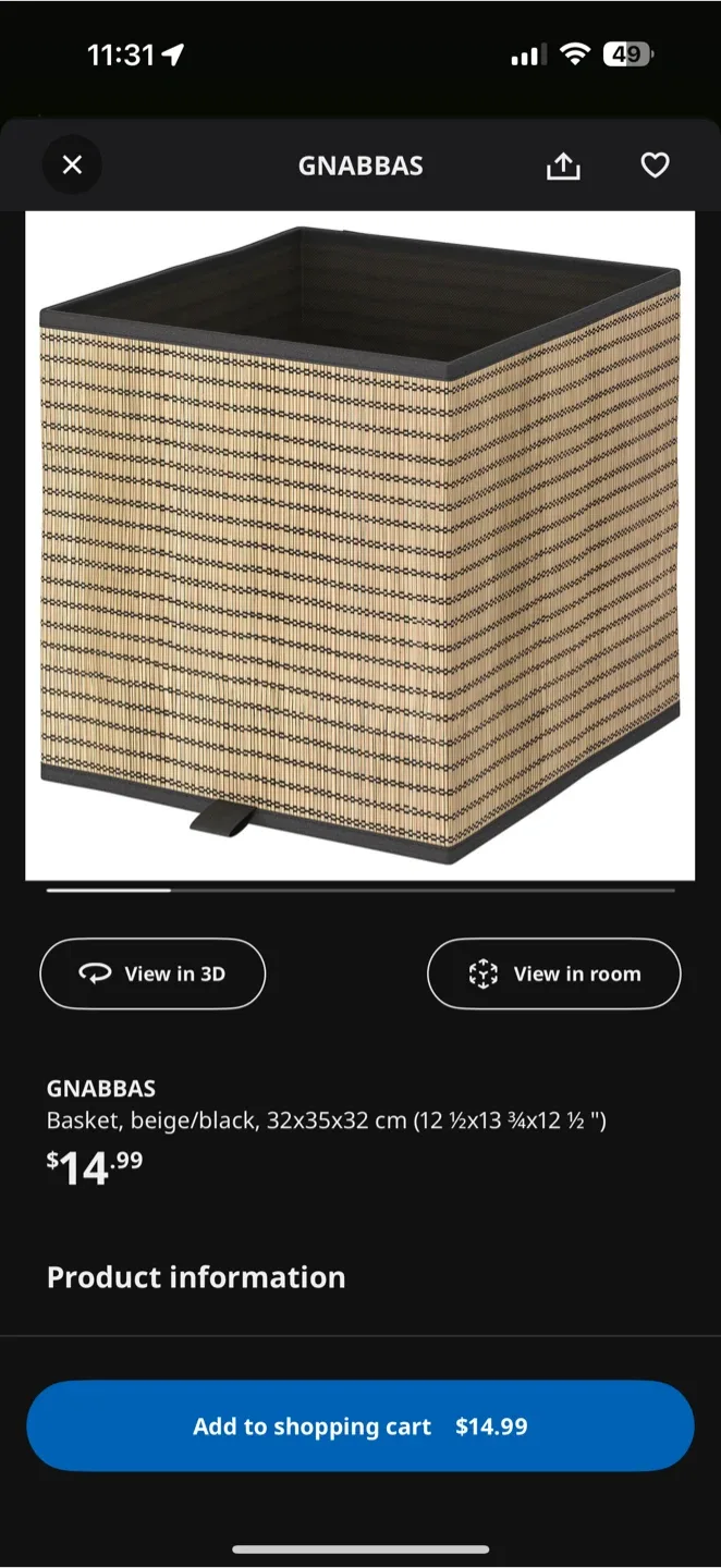 IKEA GNABBAS basket, beige/black - Set of 3! thumbnail