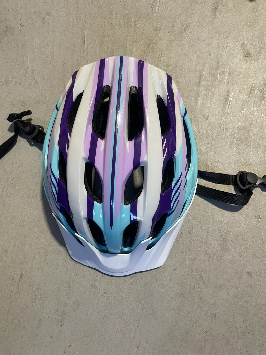 Youth Bike Helmet - White, Purple, Blue