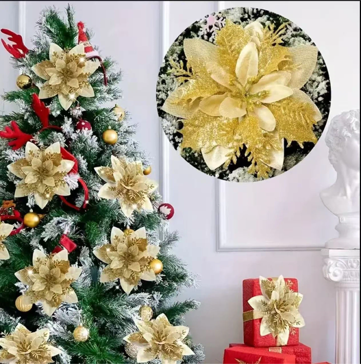 Golden Christmas Flowers - photo 3