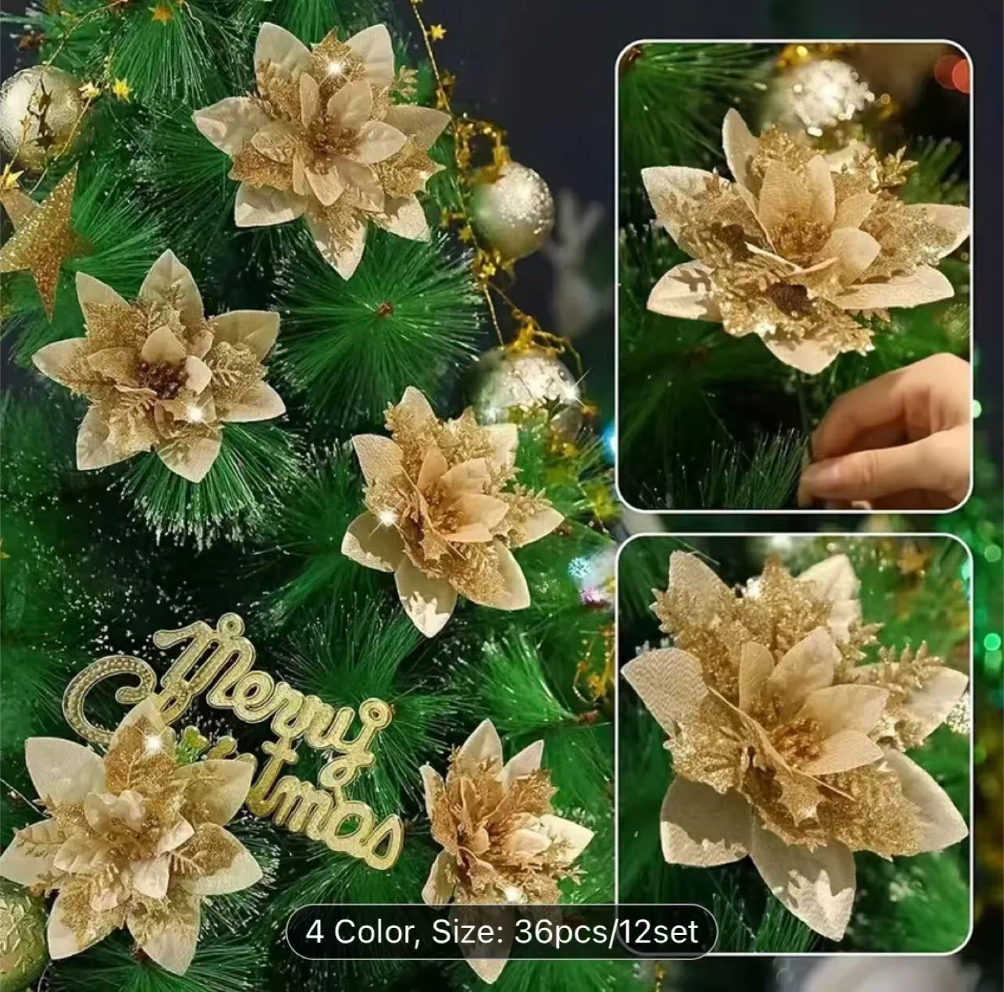 Golden Christmas Flowers - photo 2