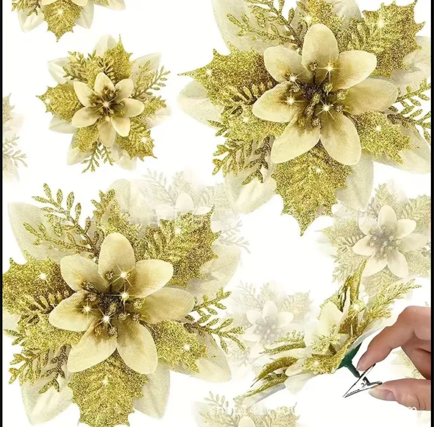 Golden Christmas Flowers - photo 4