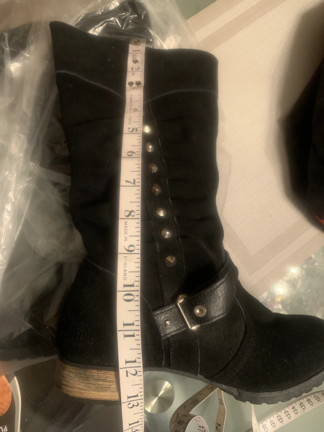 Knee-High Black Suede Boots - Size 36 NEW - photo 5