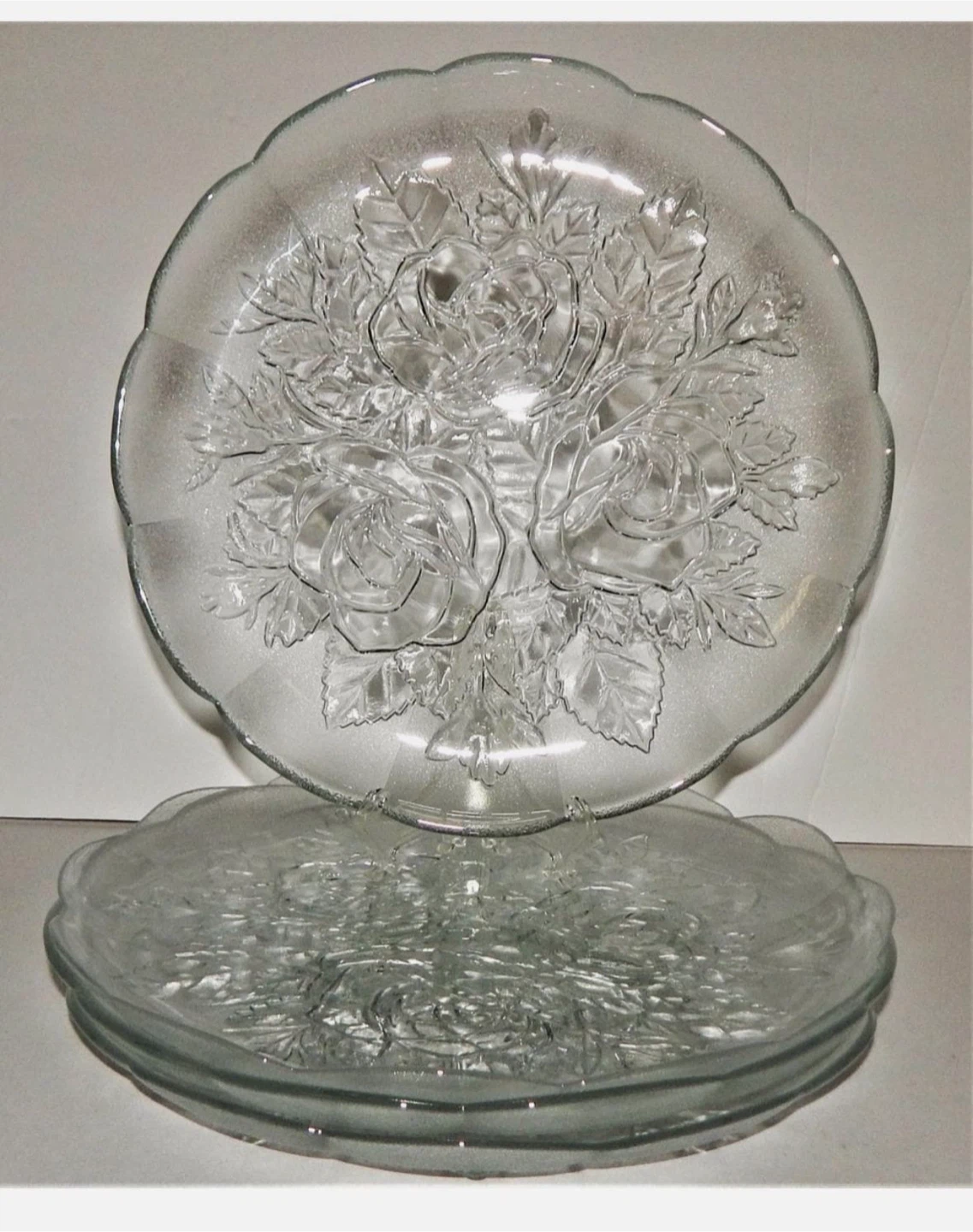Vintage Clear Glass Rose Plate - photo 2