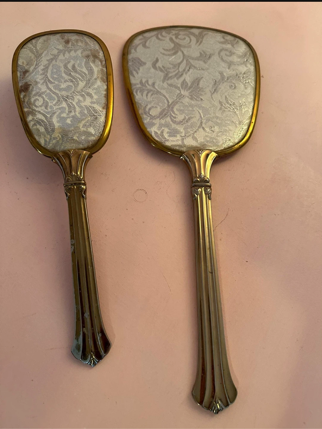 Vintage Gold-Tone Vanity Mirror & Brush Set