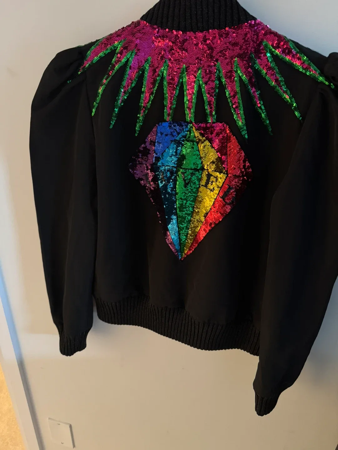 Gucci Black Bomber Jacket with Sequin Detail image indicator(2)