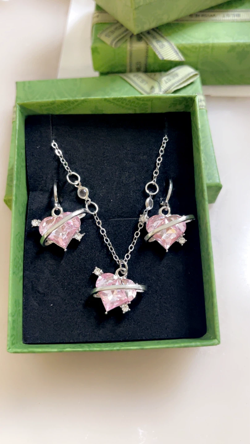 Heart Pendant Necklace & Earrings Set - photo 2