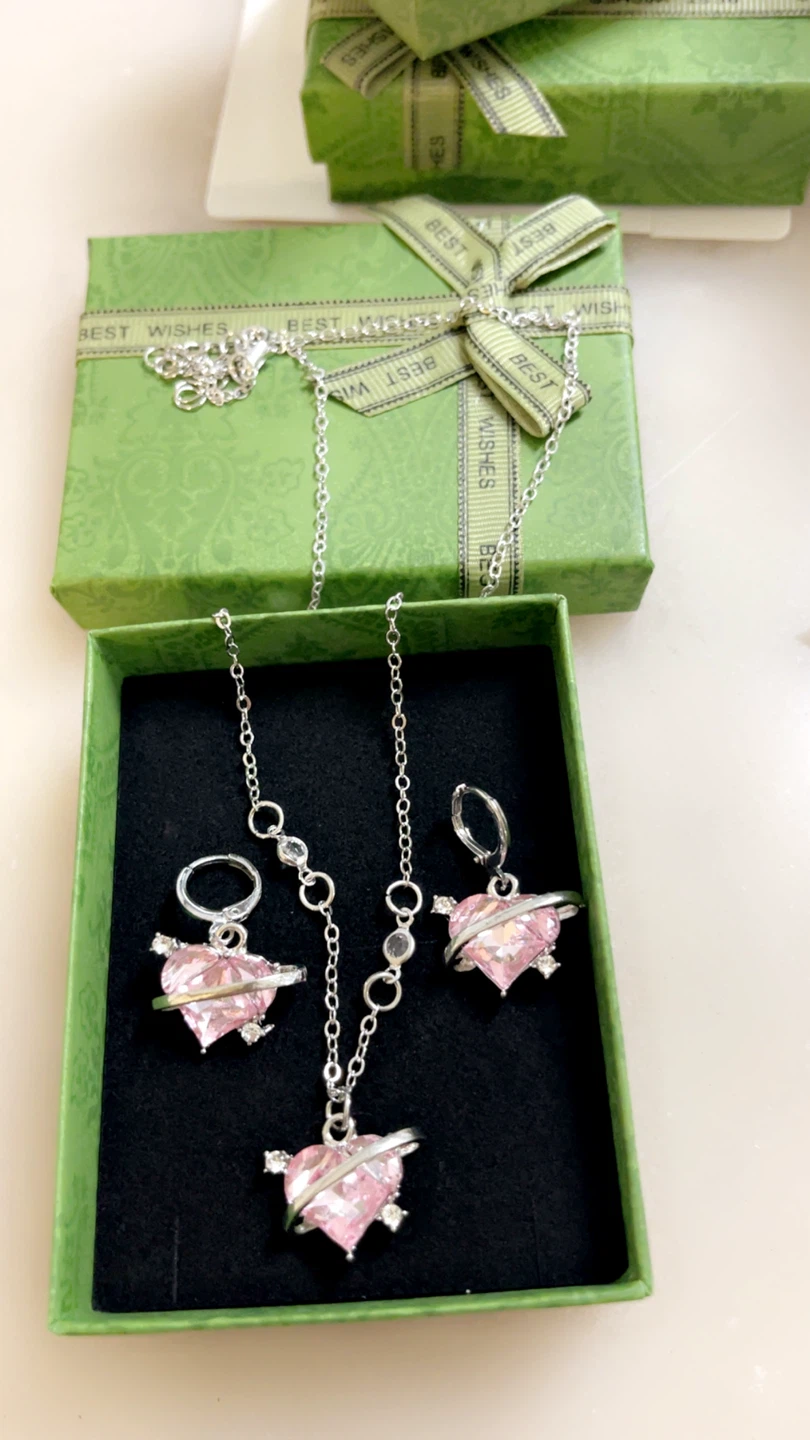 Heart Pendant Necklace & Earrings Set - photo 3