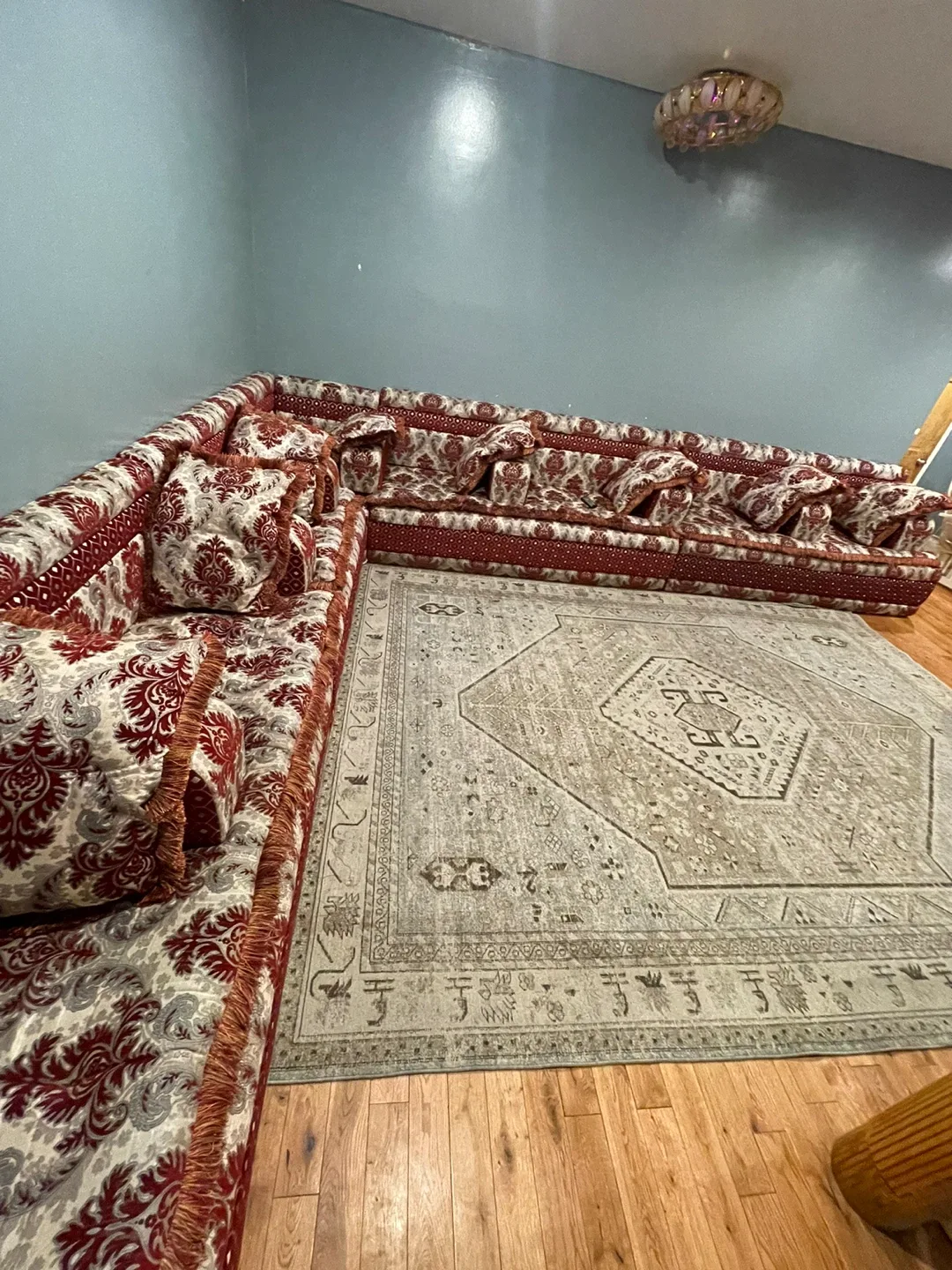 Corner Floor Sofa - Red/Beige image indicator(2)