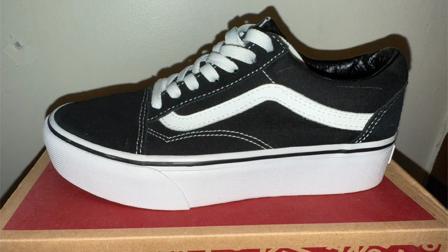 Vans Old Skool Platform Shoes - Black/White - Women's US 6.5 image indicator(5)