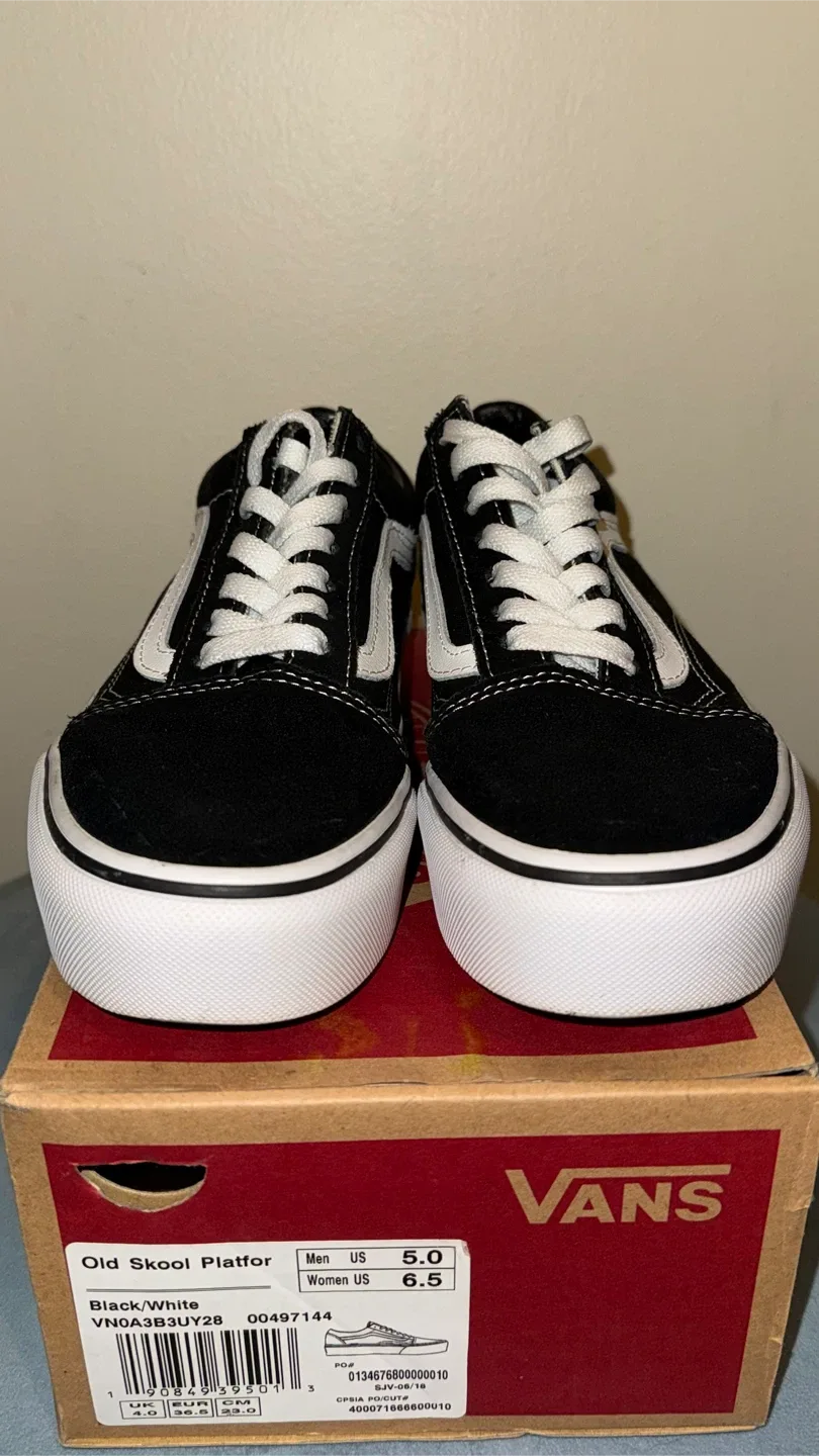 Vans Old Skool Platform Shoes - Black/White - Women's US 6.5 image indicator(3)