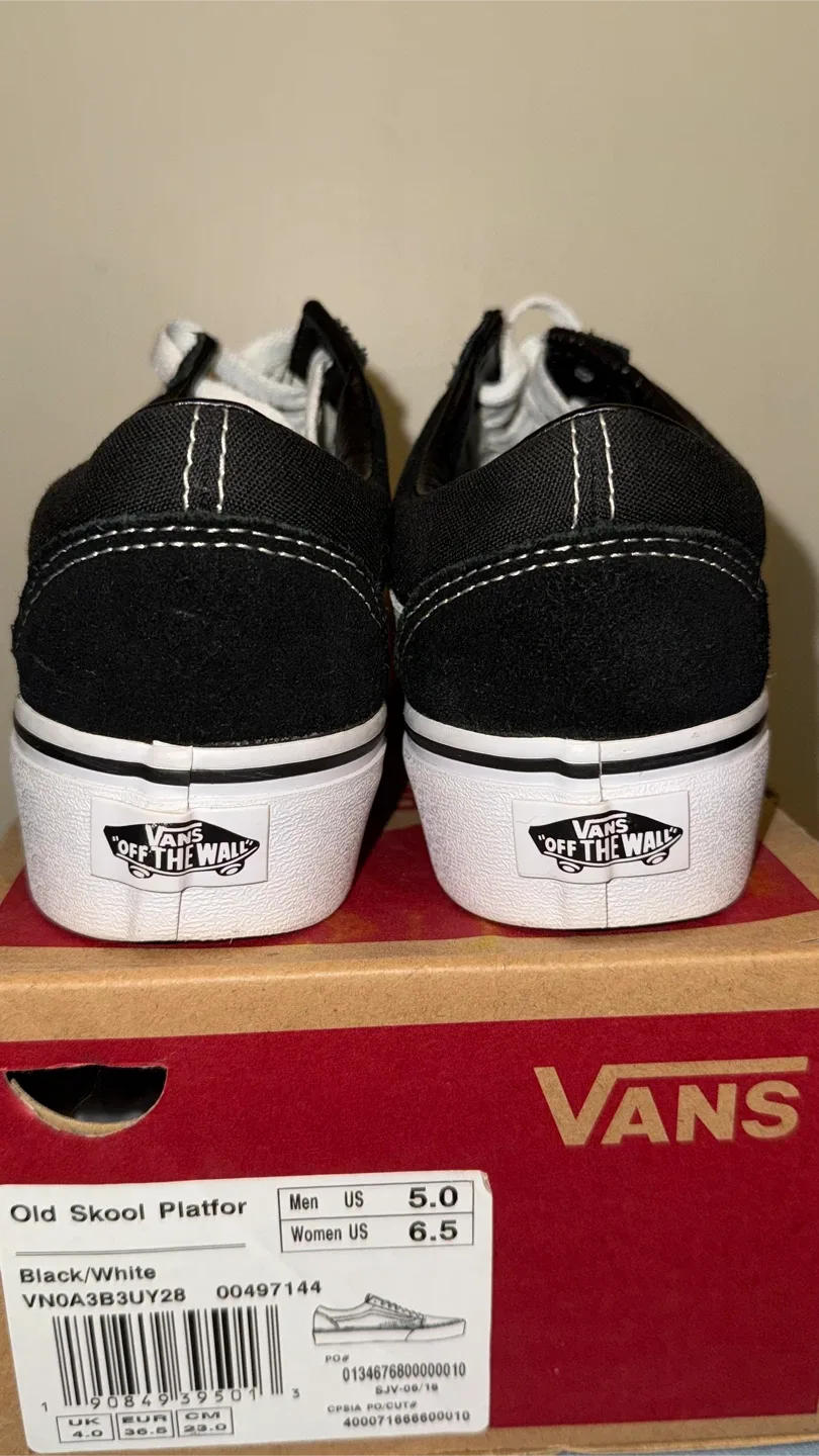 Vans Old Skool Platform Shoes - Black/White - Women's US 6.5 image indicator(4)