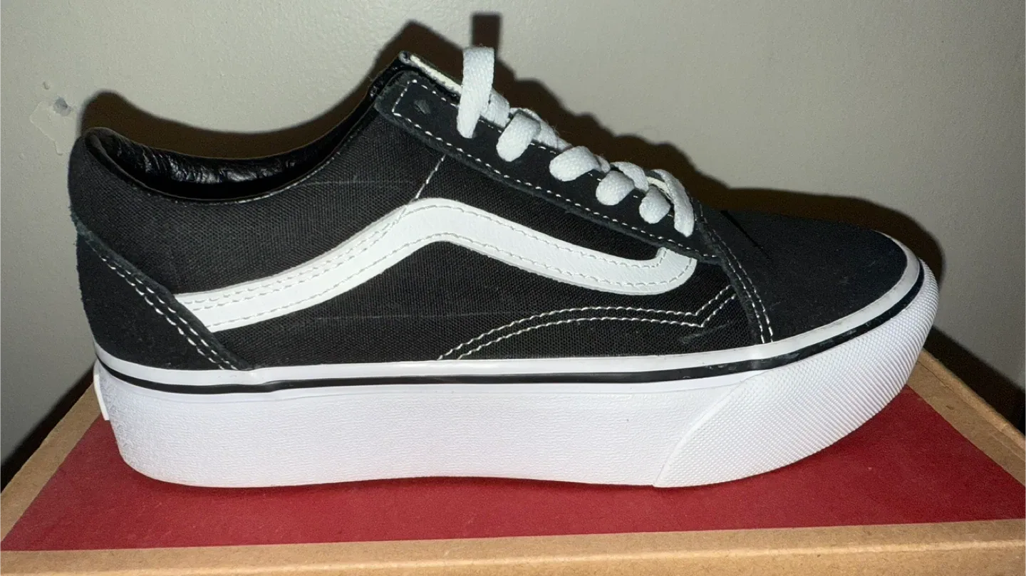 Vans Old Skool Platform Shoes - Black/White - Women's US 6.5 image indicator(7)
