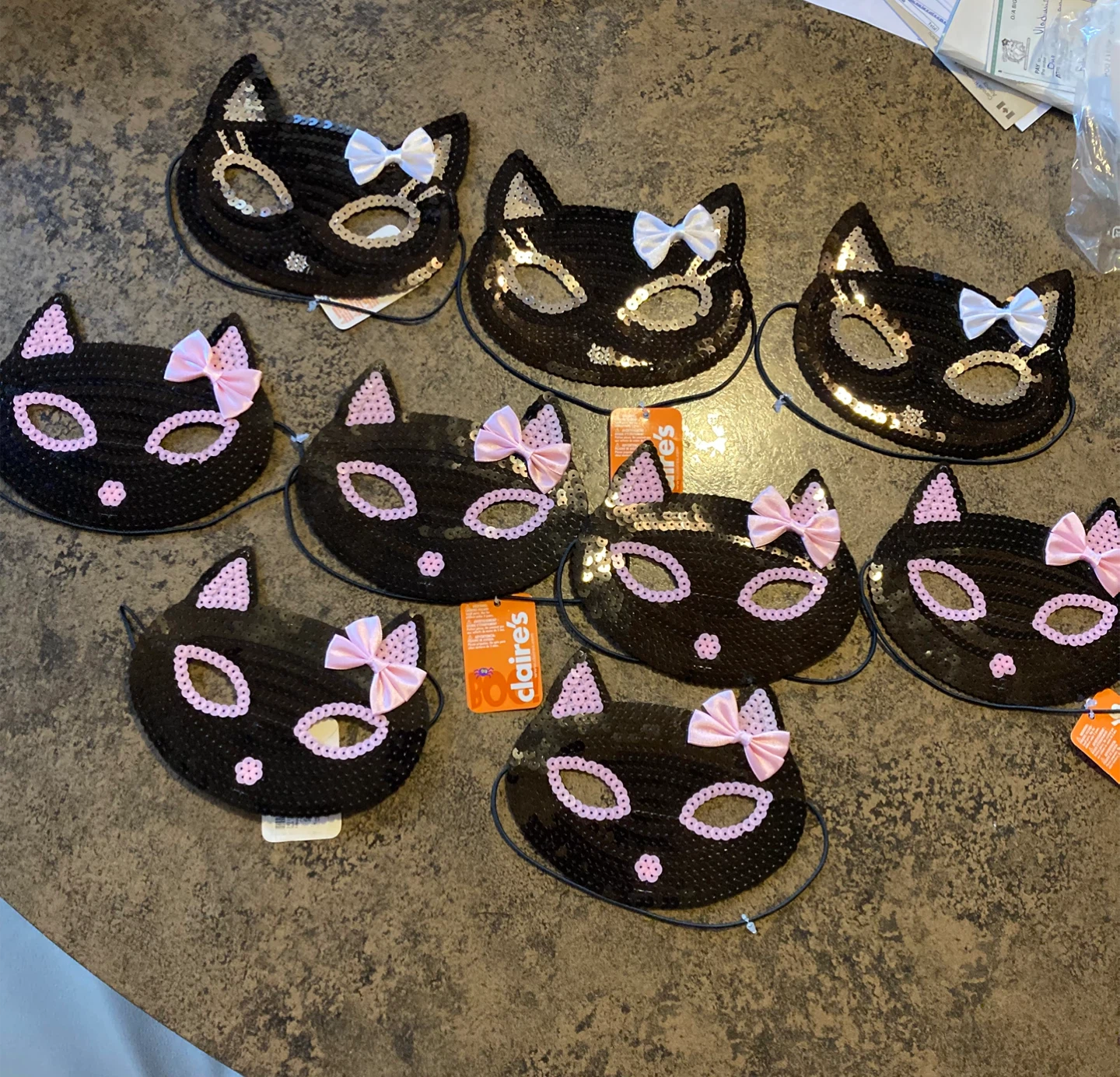 Nine Claire's Cat Masks - Black with Pink Bow