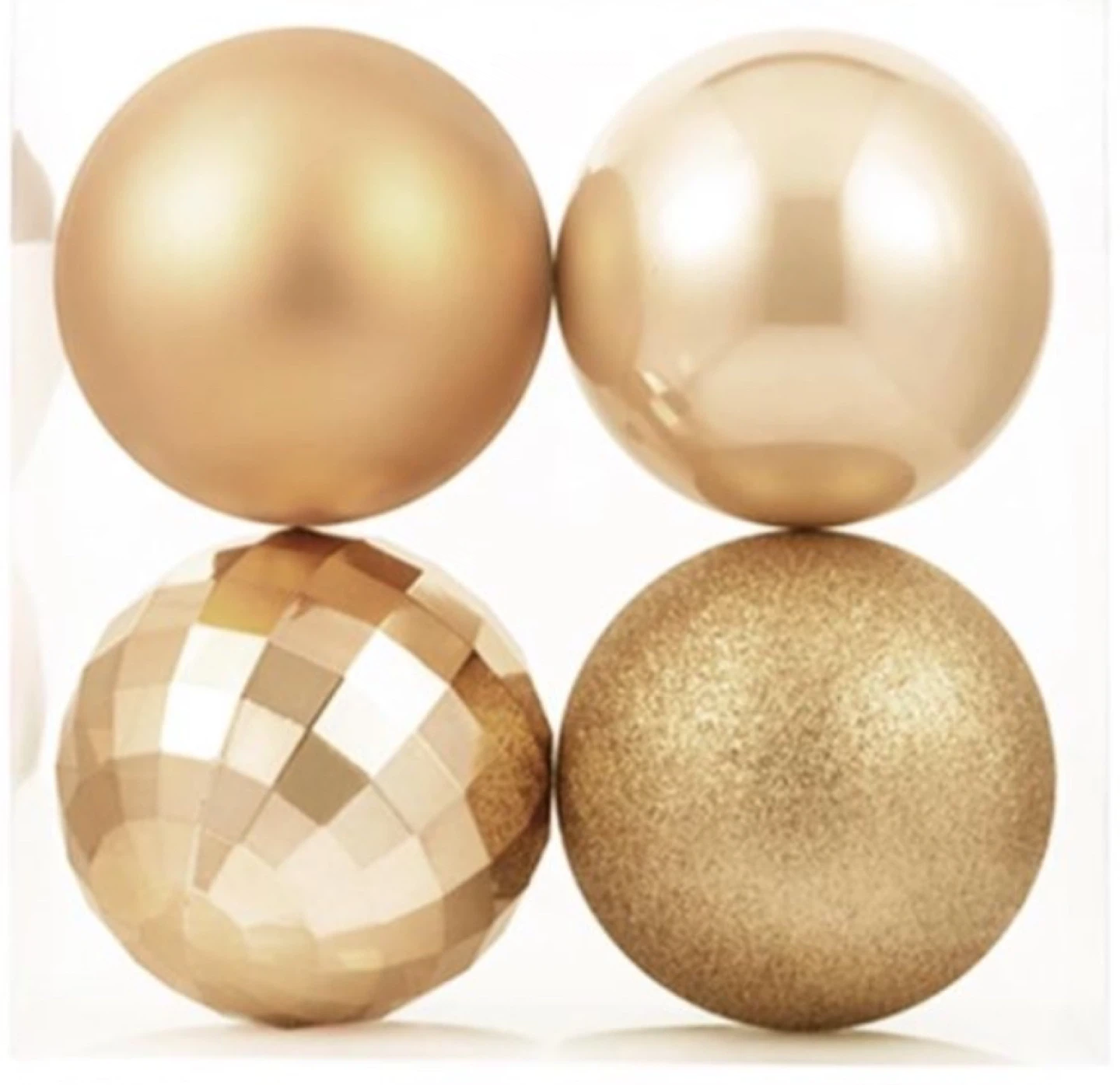 Champagne Gold Christmas Ball Ornaments, 4"