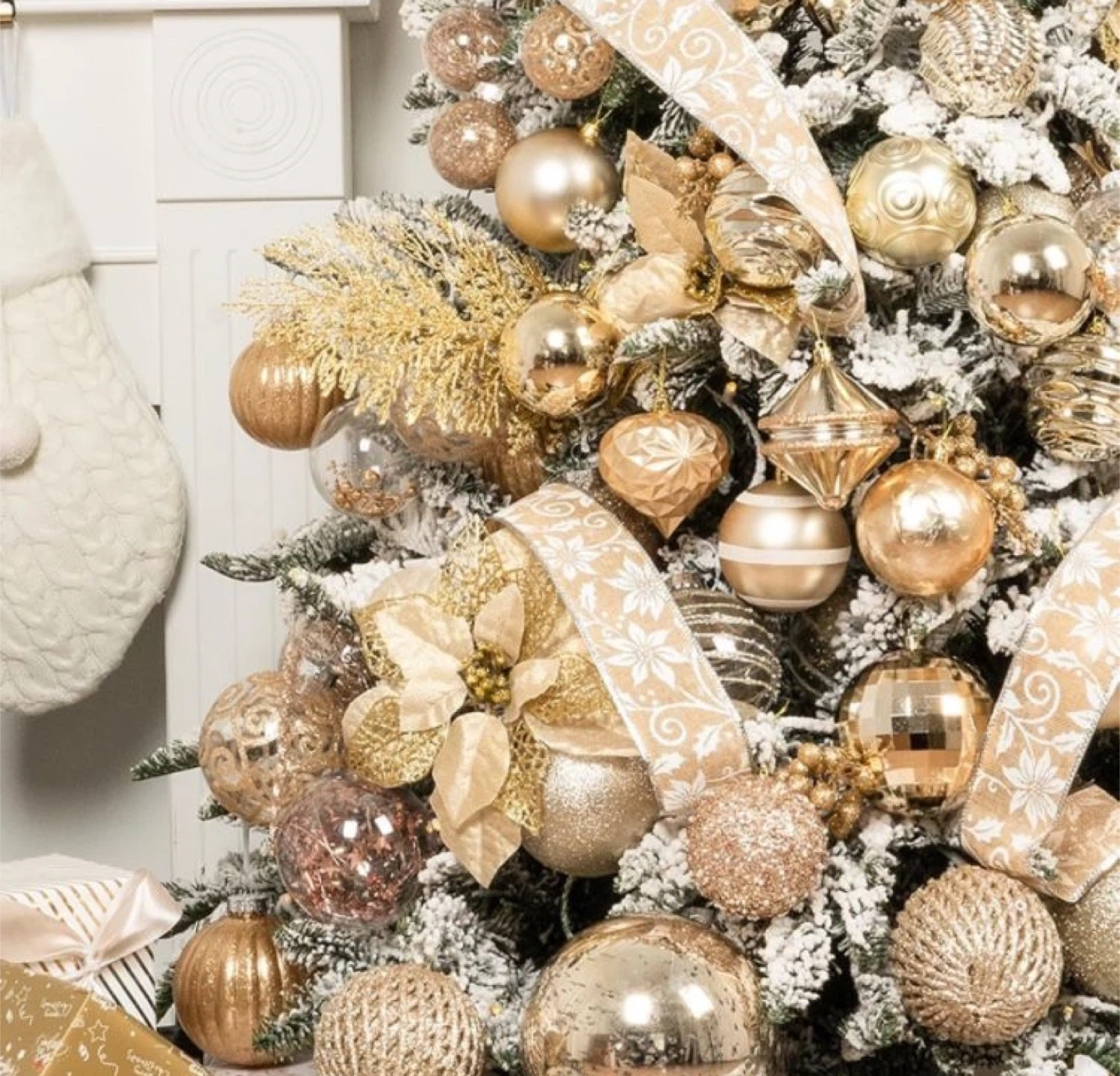 Champagne Gold Christmas Ball Ornaments, 4" - photo 4