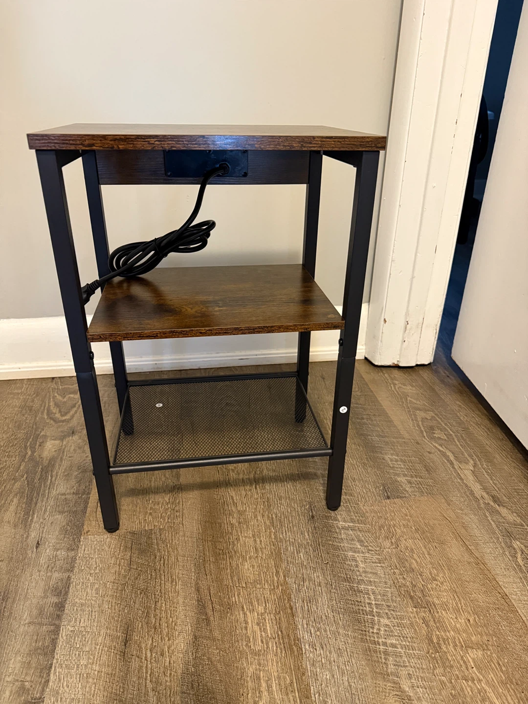 Brown Wood Nightstand with USB Ports - photo 3