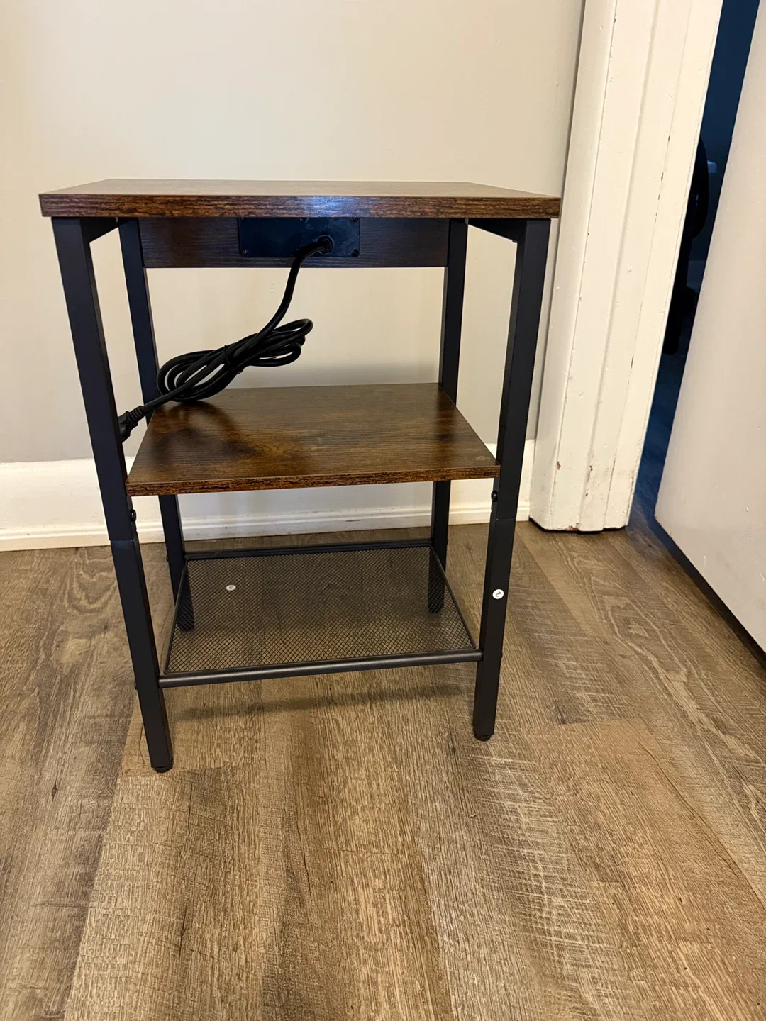 Brown Wood Nightstand with USB Ports image indicator(3)