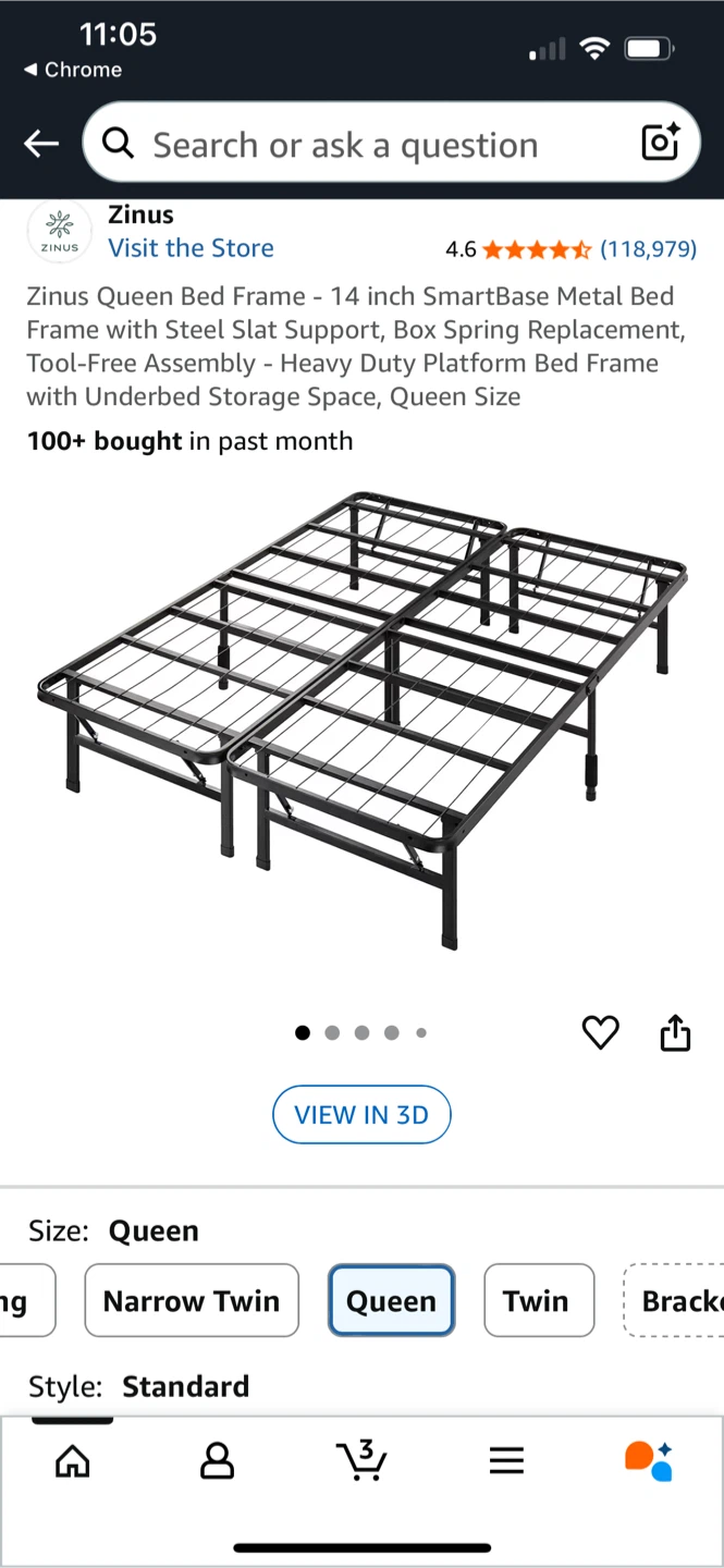 Zinus queen bed frame
