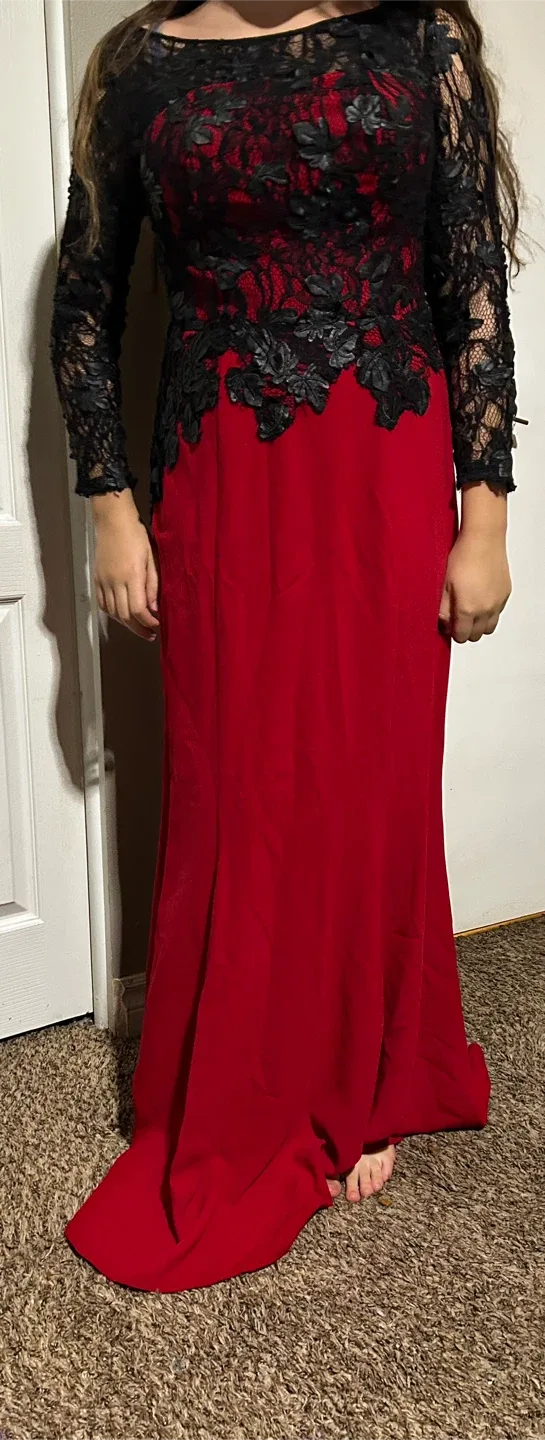 Red & Black Lace Formal Dress thumbnail
