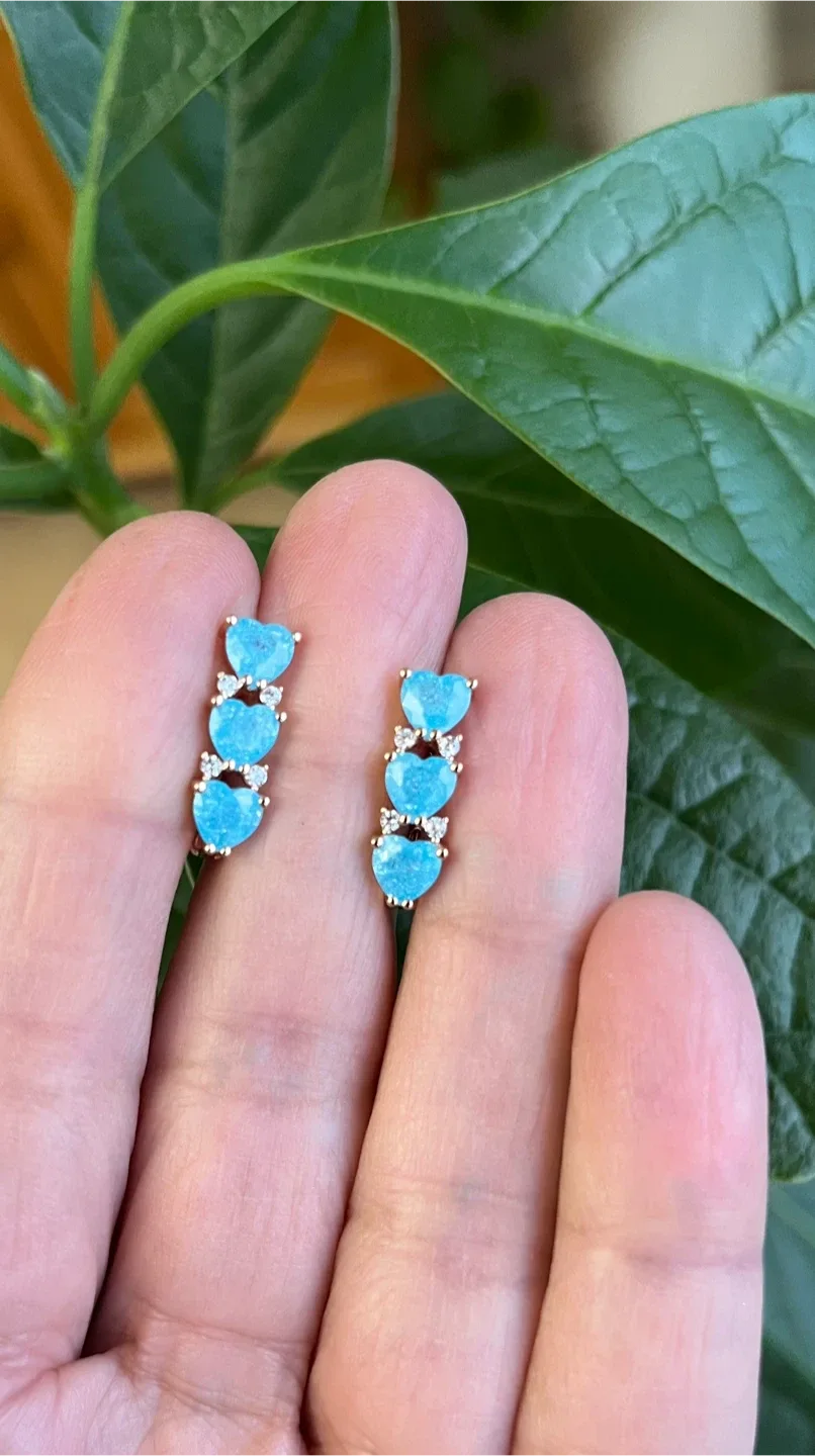 Turquoise Heart Earrings. Gold plated thumbnail