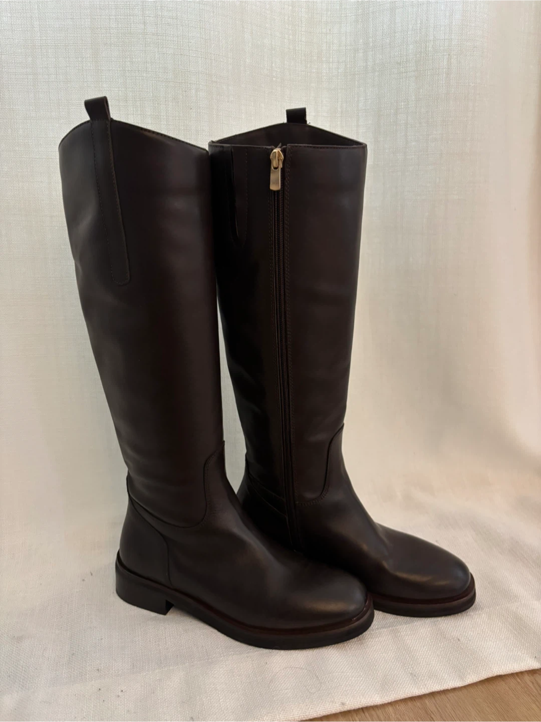 Brown Leather Knee-High Boots - Size 36