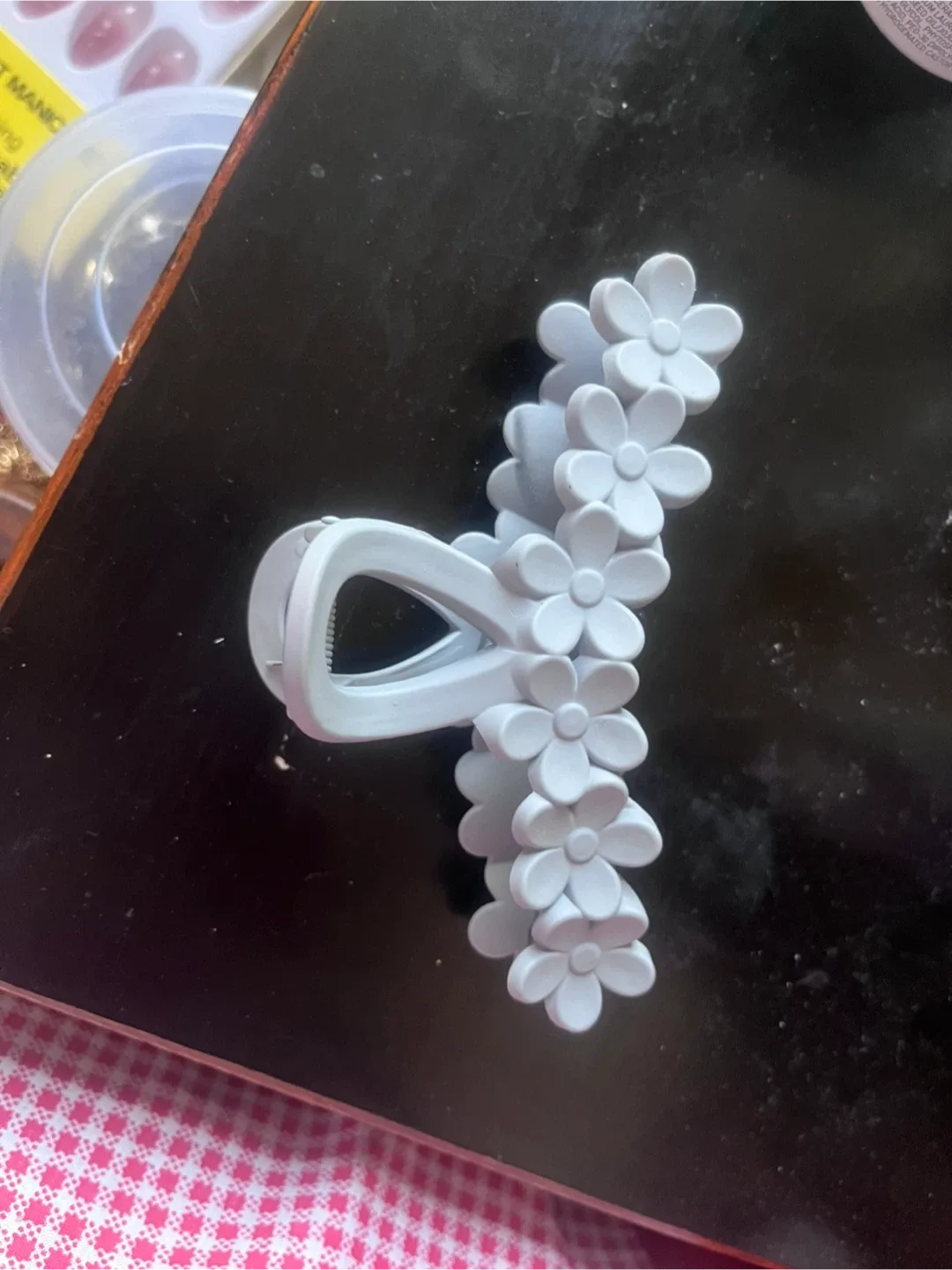 Flower Hair Claw Clip - Grey thumbnail