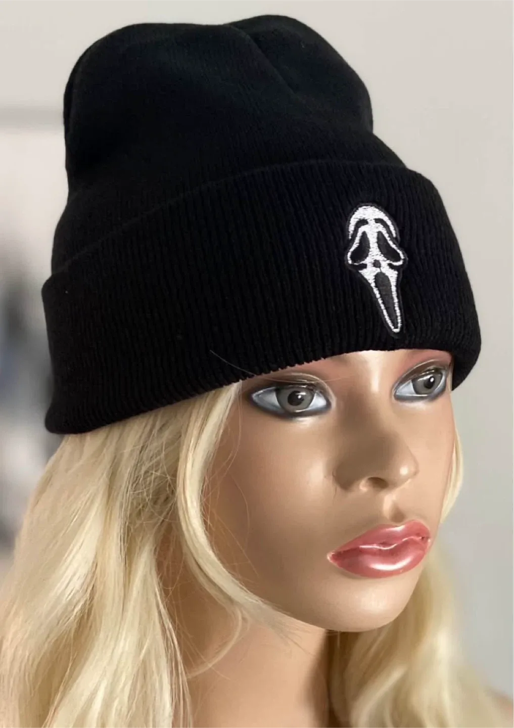 NEW Halloween Scream Ghostface Black Beanie image indicator(5)