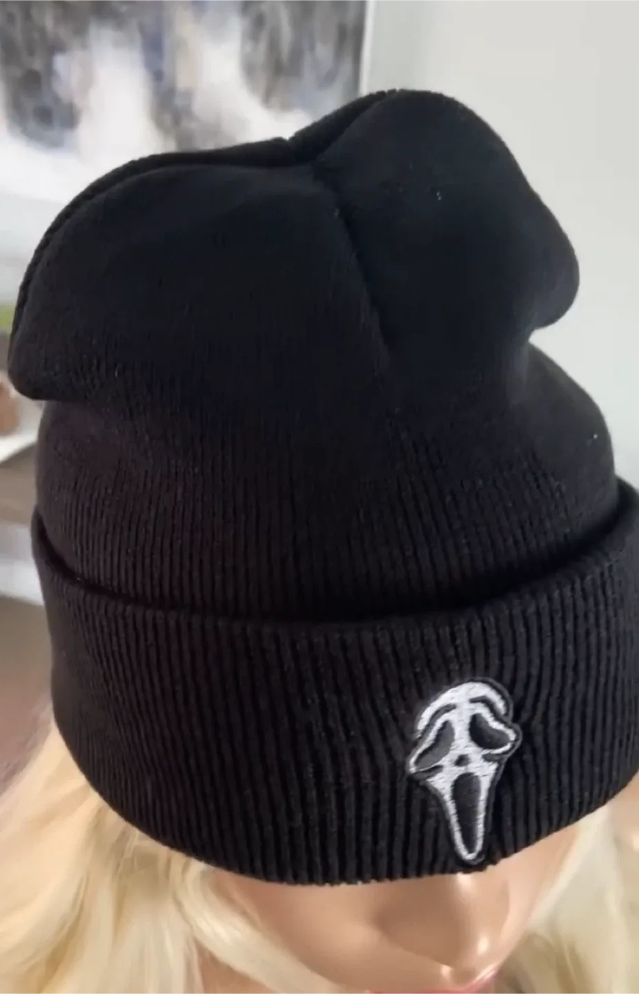 NEW Halloween Scream Ghostface Black Beanie image indicator(7)