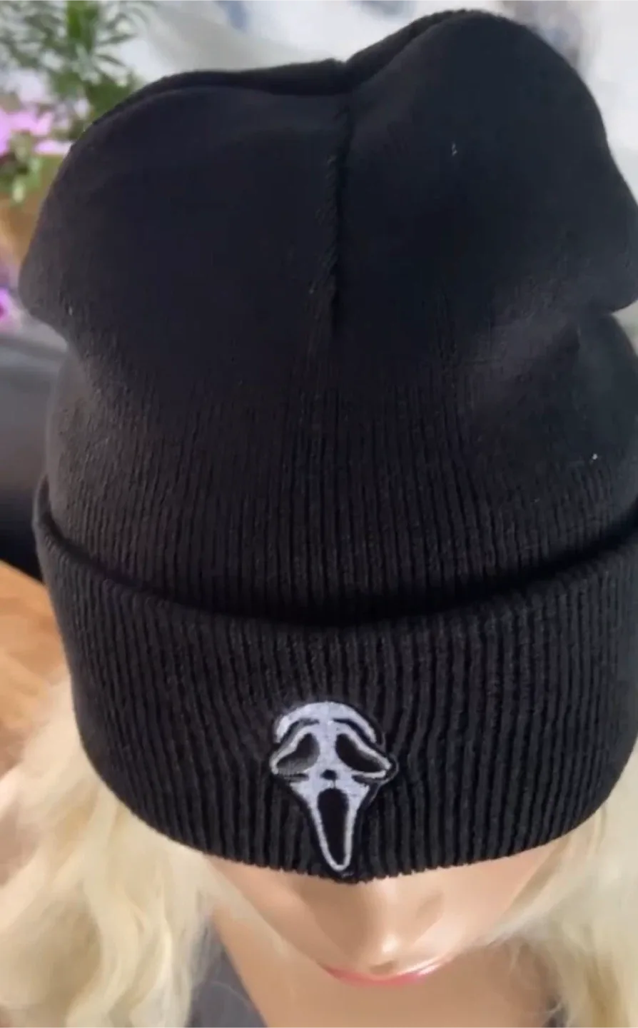 NEW Halloween Scream Ghostface Black Beanie image indicator(9)