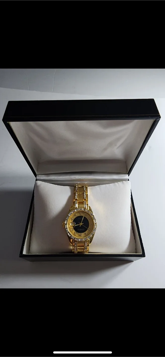 Geneva Gold Watch with Rhinestones image indicator(2)