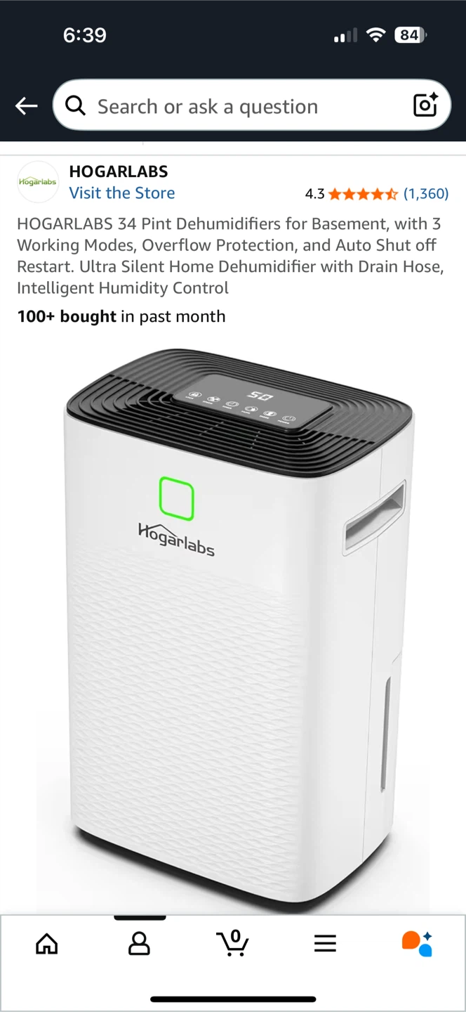 HogarLabs 34 Pint Dehumidifier