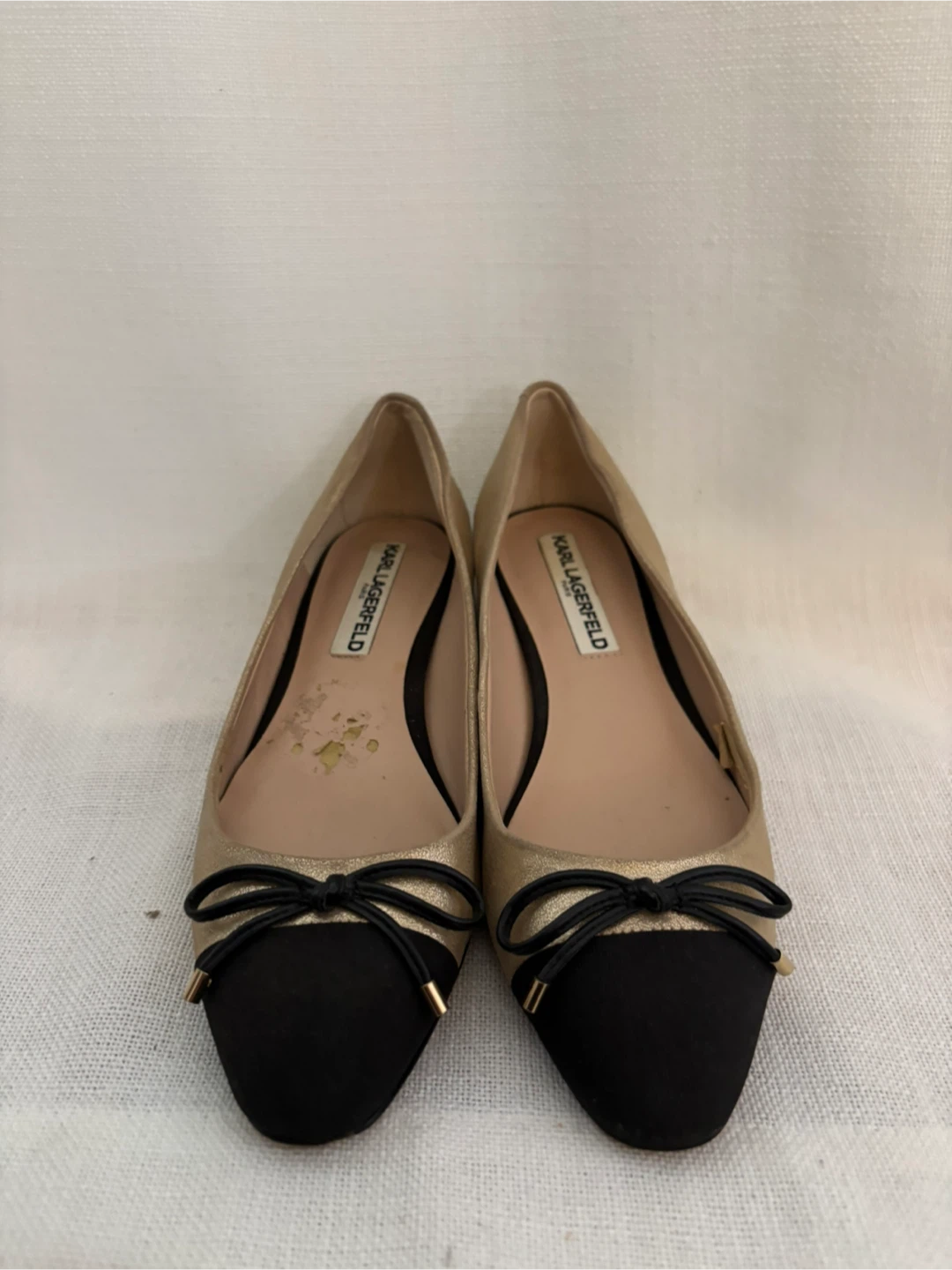 Karl Lagerfeld Paris Gold Ballet Flats
