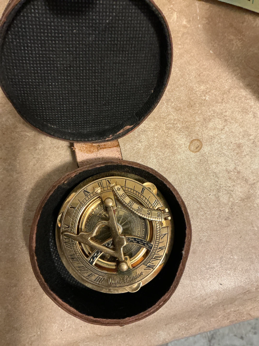 West London Brass Sundial Compass with Case