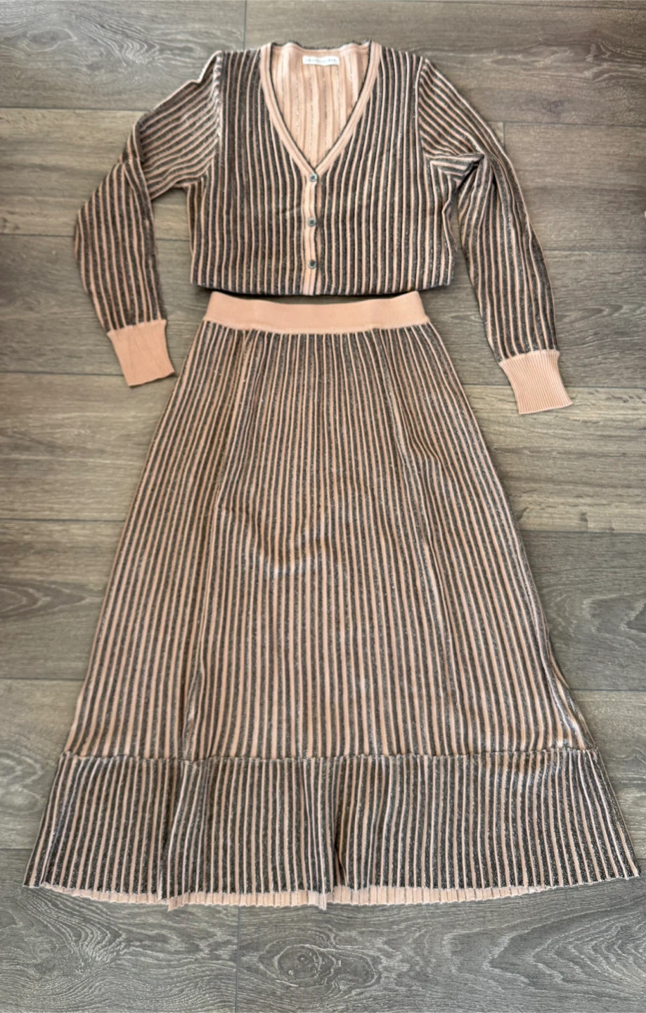 NEW Striped Knit Cardigan and Skirt Set - photo 4