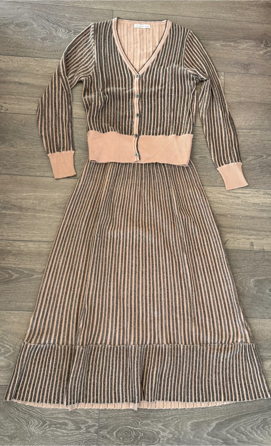 NEW Striped Knit Cardigan and Skirt Set