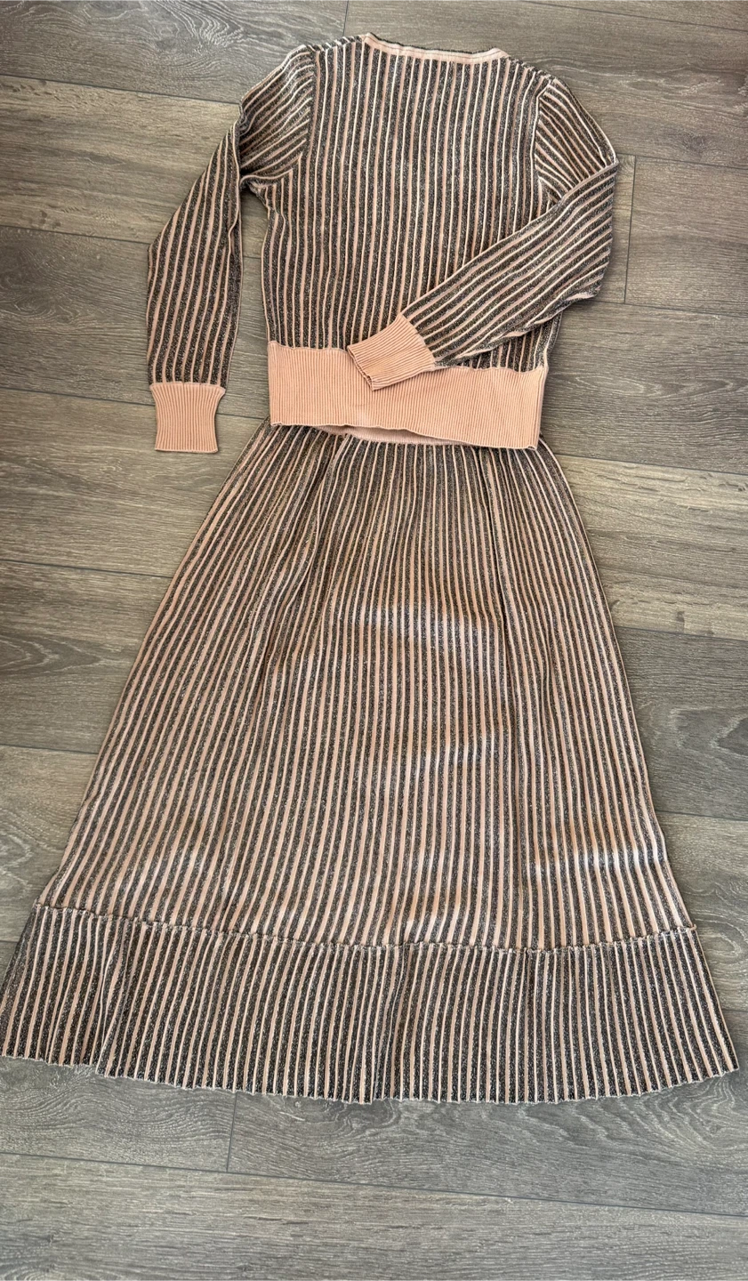 NEW Striped Knit Cardigan and Skirt Set - photo 5