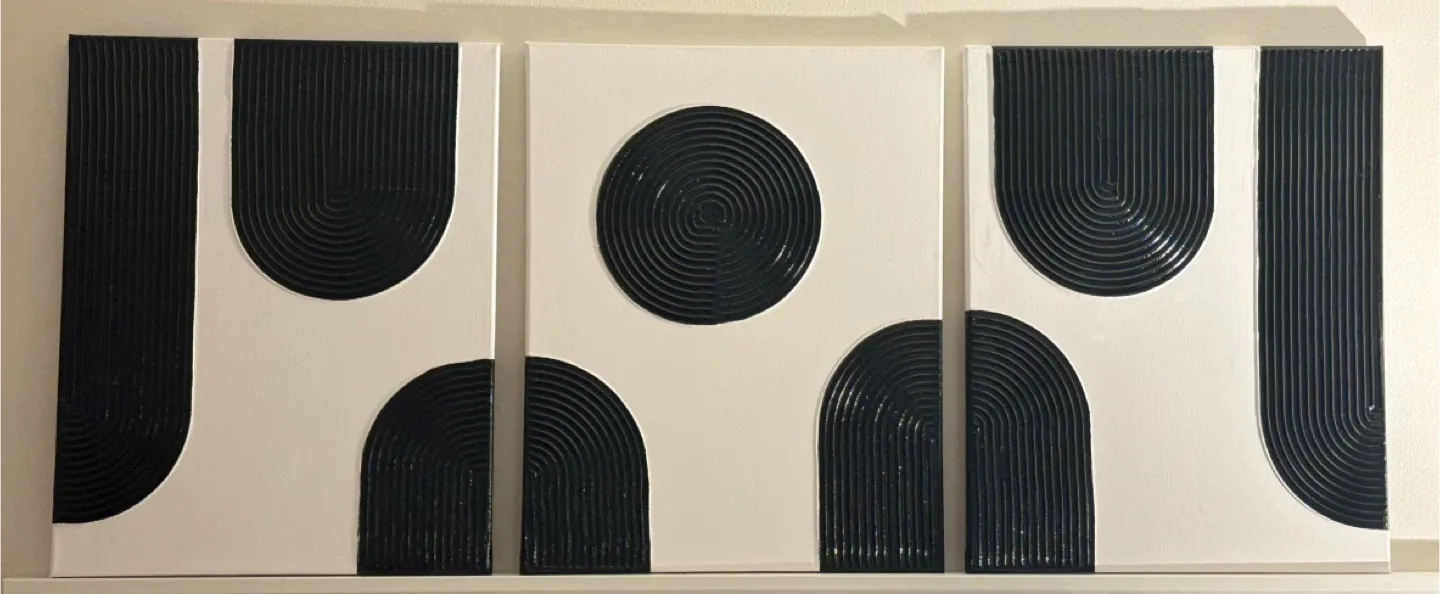 Textured Black & White Geometric Canvas Wall Art image indicator(3)