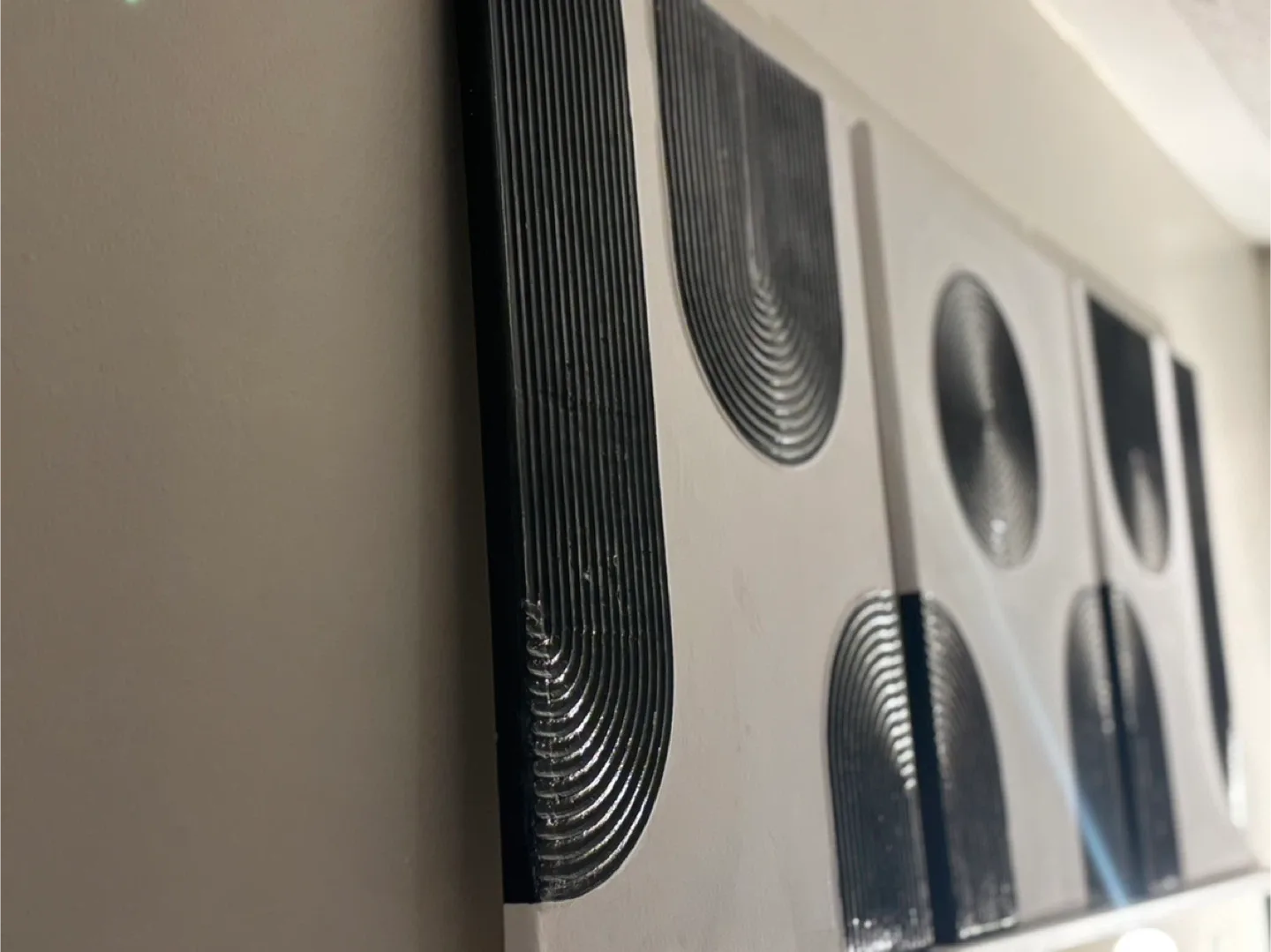 Textured Black & White Geometric Canvas Wall Art image indicator(4)