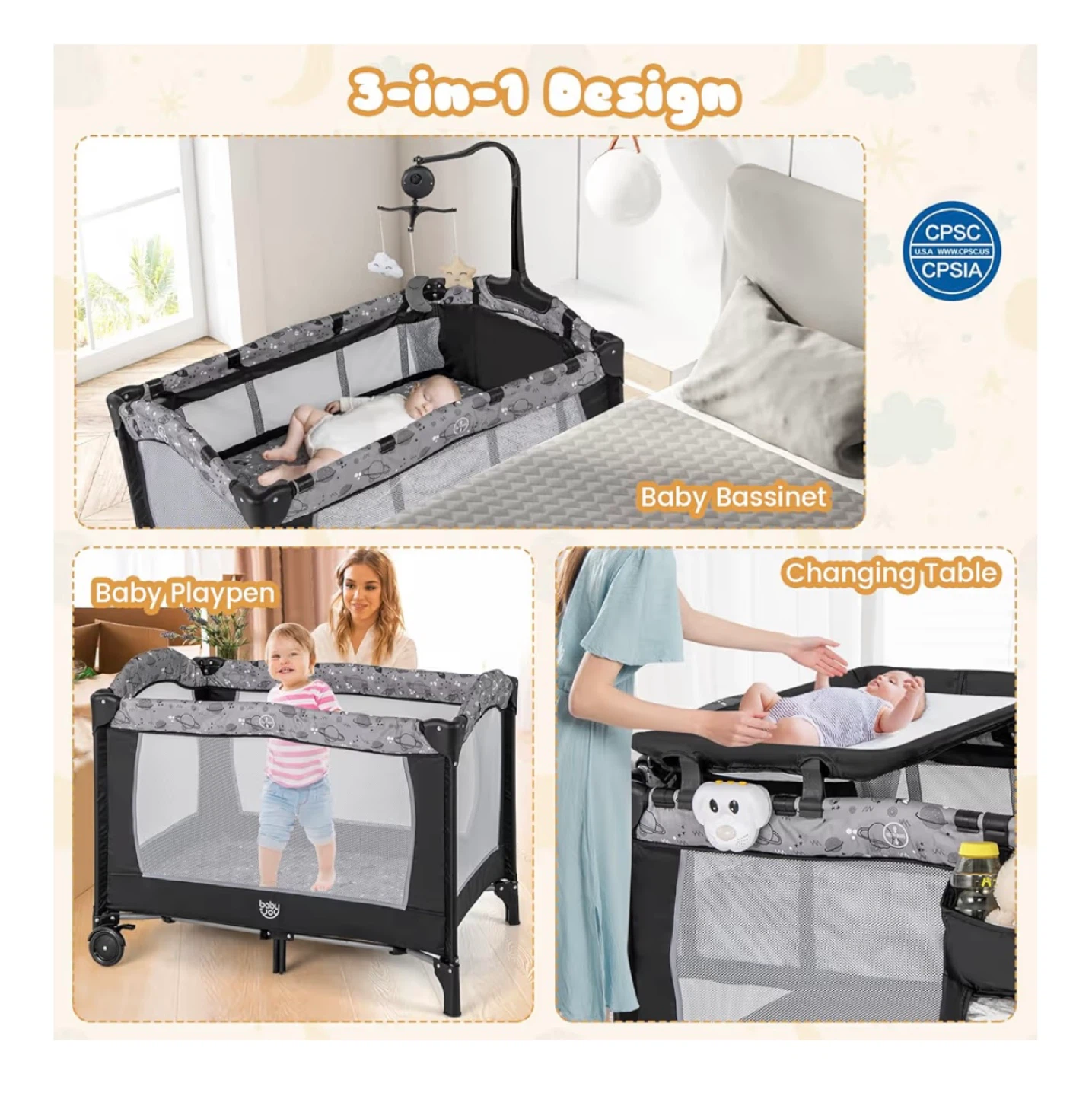 3 in 1 pack and play, portable bassinet, changing table etc - photo 4