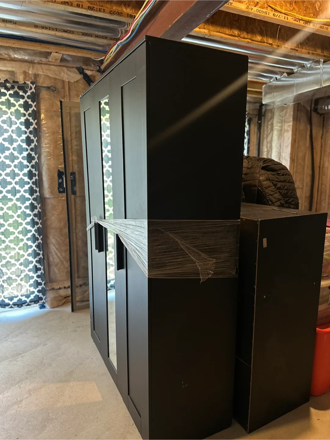 Black Wardrobe with Mirror image indicator(3)