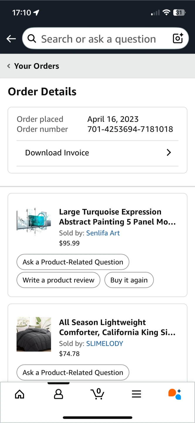 Senlifa Art Turquoise Abstract Painting - 5 Panel - photo 3