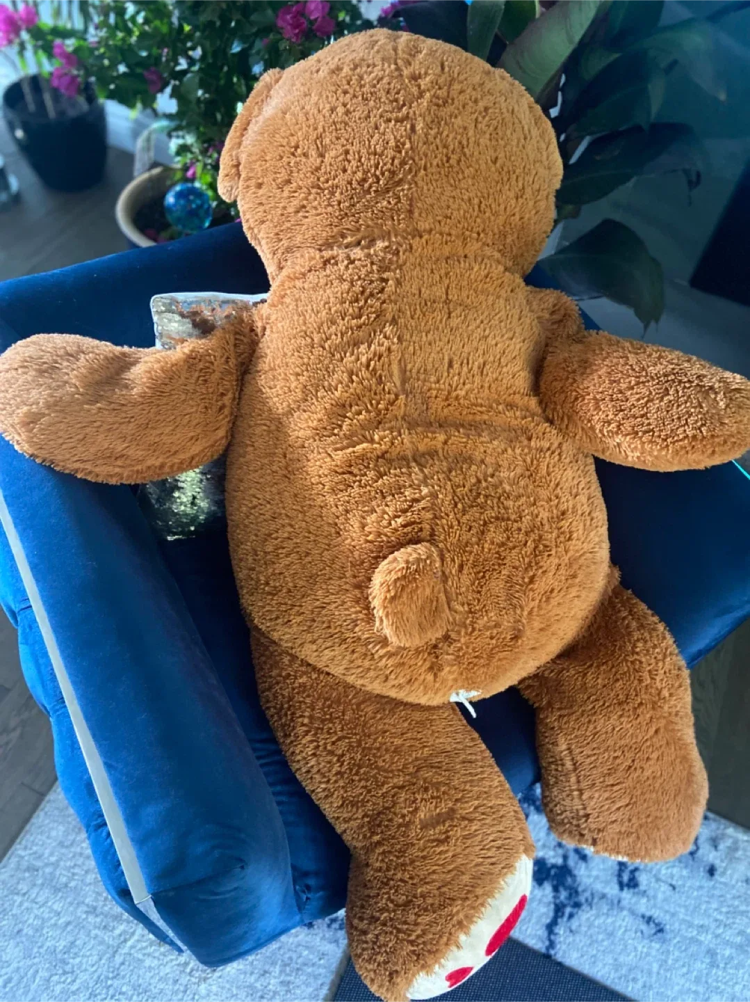 Giant Brown Teddy Bear with Red Bow image indicator(5)