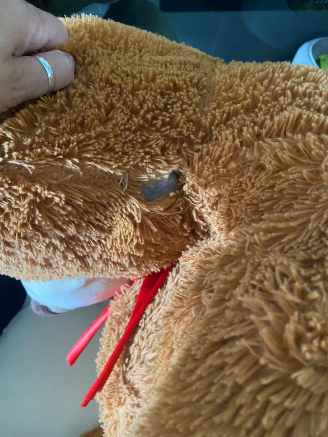 Giant Brown Teddy Bear with Red Bow image indicator(7)