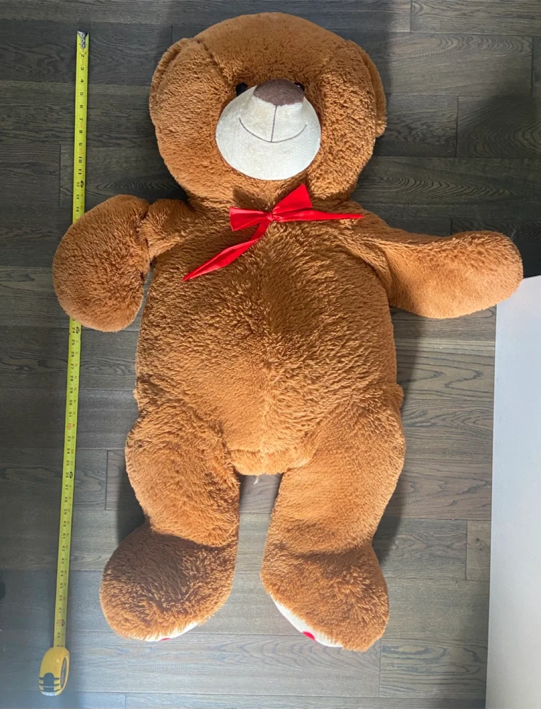 Giant Brown Teddy Bear with Red Bow image indicator(10)