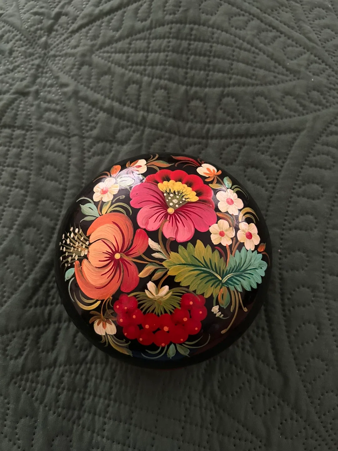 Ukrainian Floral Painted Jewerly Box