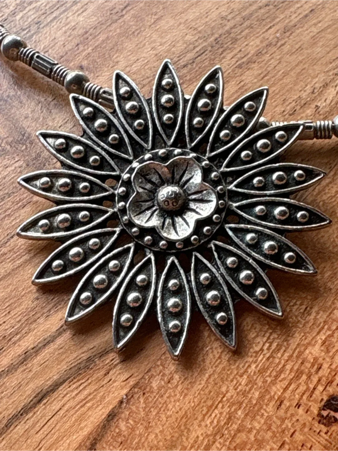 Silver Sunflower Pendant Necklace image indicator(2)