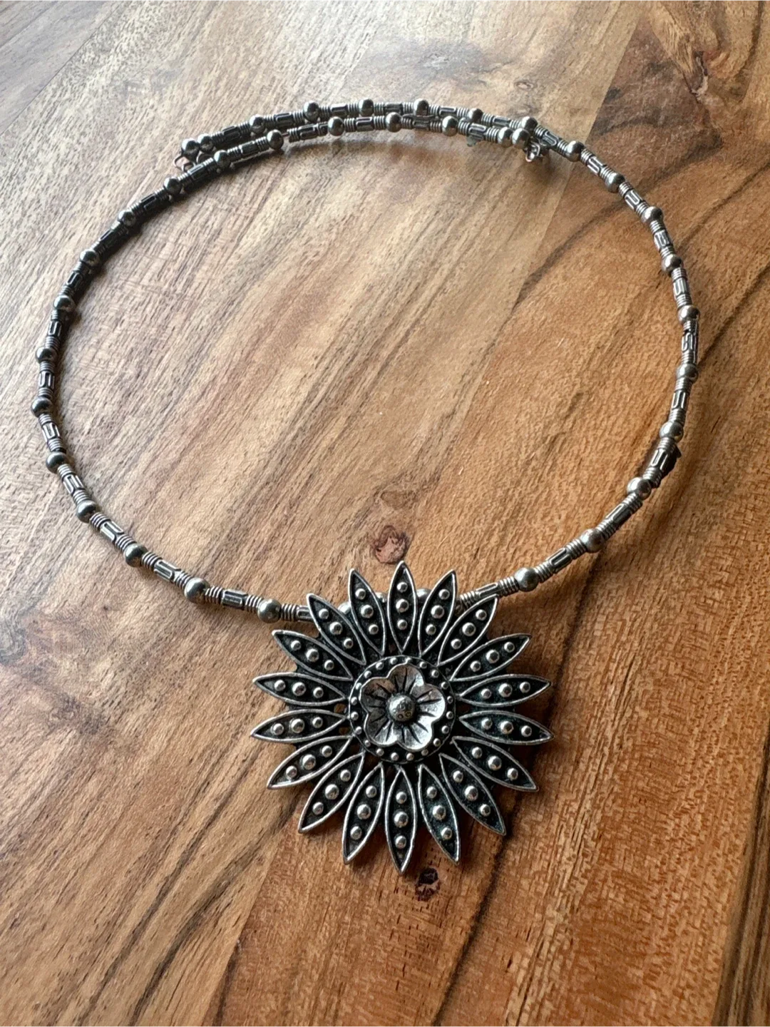 Silver Sunflower Pendant Necklace thumbnail