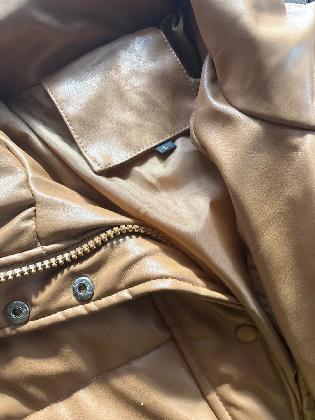 Shein Brown Puffer Jacket - Size L image indicator(2)