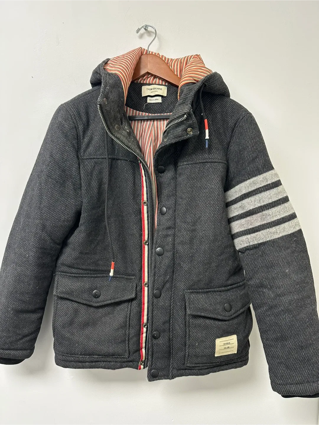 Thom Browne Grey Wool Hooded Jacket image indicator(4)