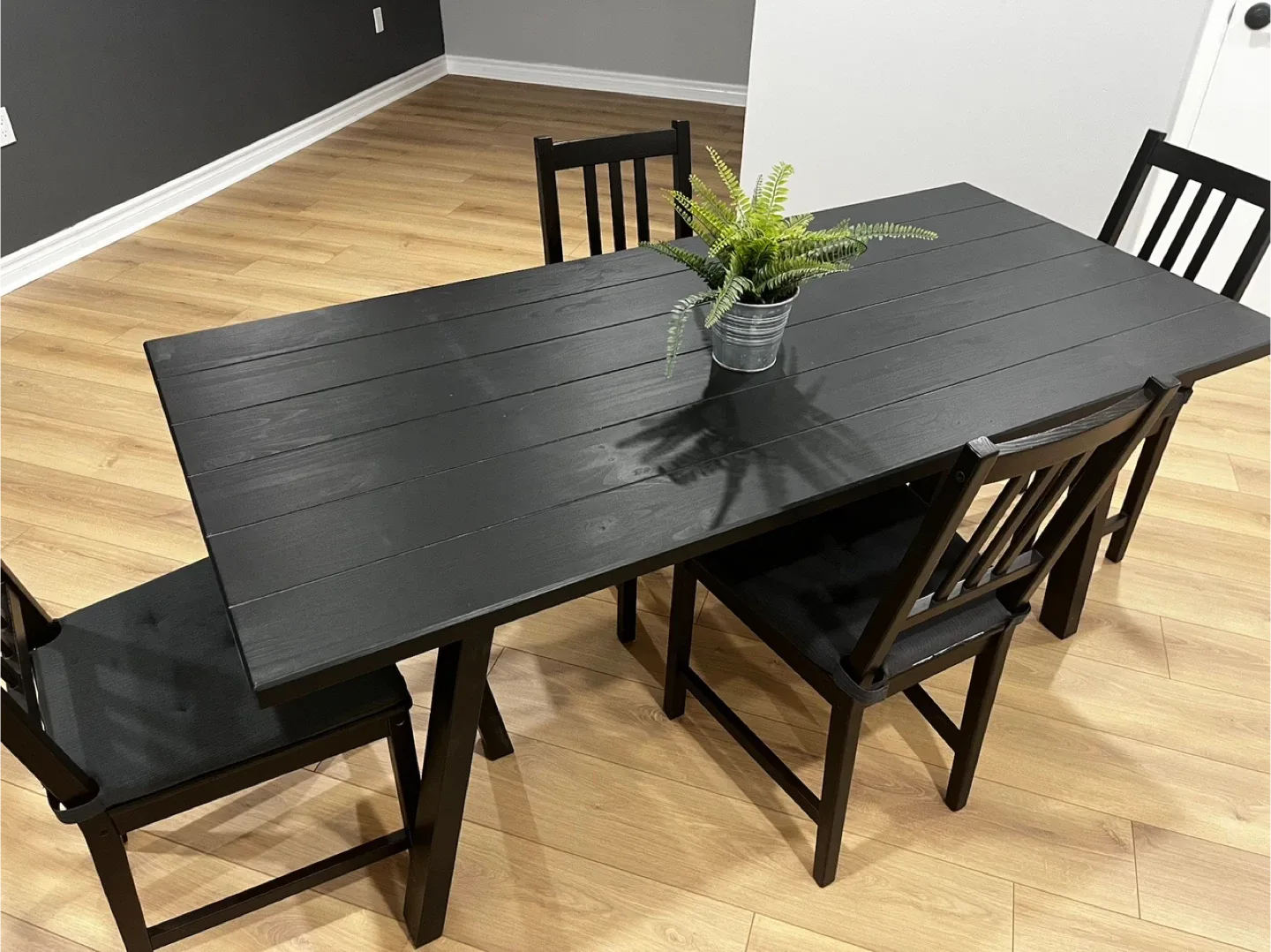IKEA Black Dining Table with 4 Chairs thumbnail